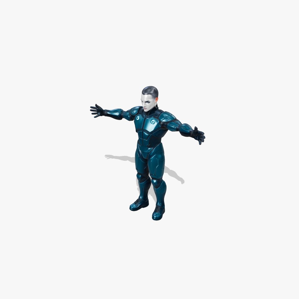 Futuristic Cyborg with Metallic Armor